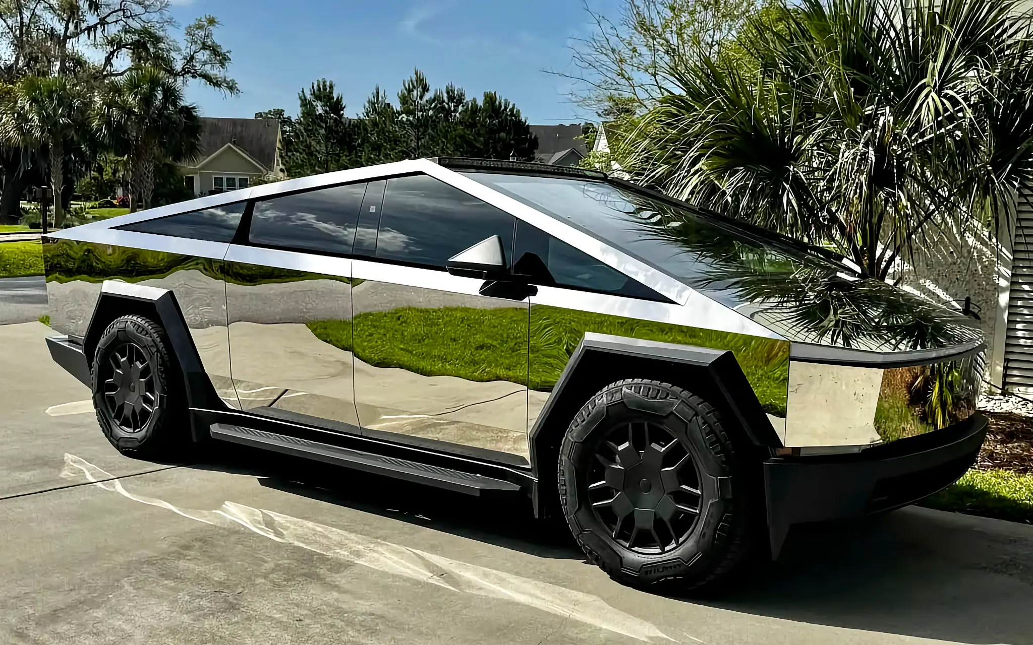 Polished Cybertruck with professional detailing showcase